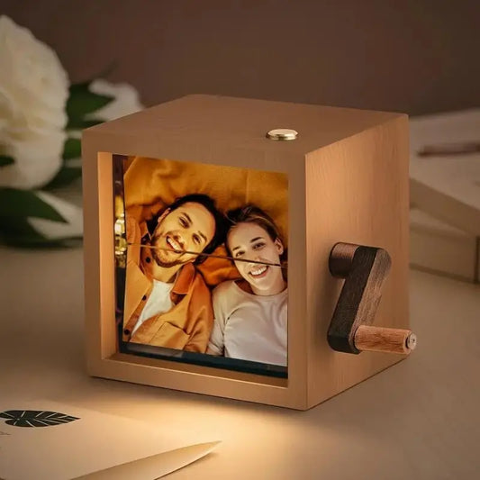 Custom Photo Flipbook Frame Animation Machine Mechanical Hand-Cranked Flipbook Box Photo Album with Light Unique Gifts